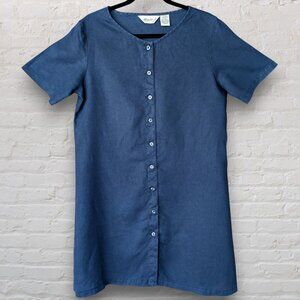 Eddie Bauer Linen Shirt Dress in Navy, Small